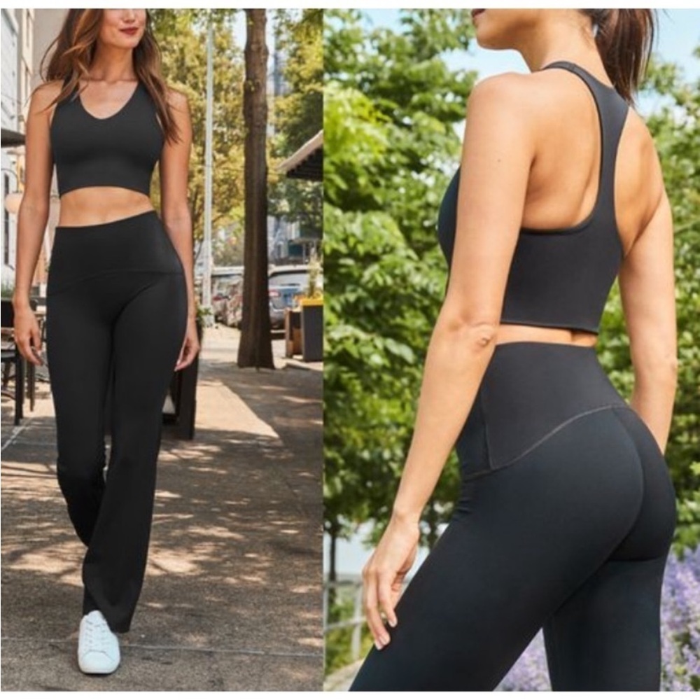Spanx Booty Boost Black Flare Yoga Pants Leggings Like New Size Small